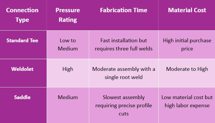 A Tee Versus A Weldolet Table