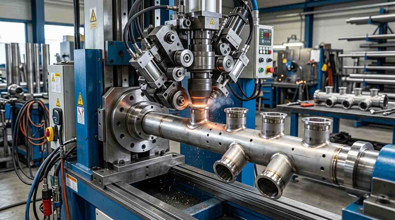 Collaring machine for manifolds