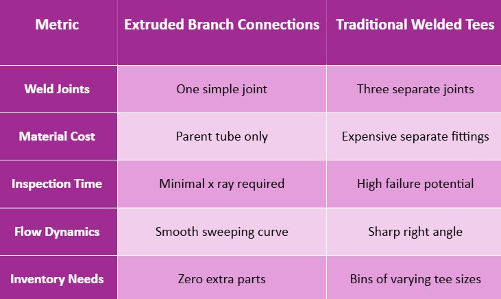 Extruded Branch Connections Table