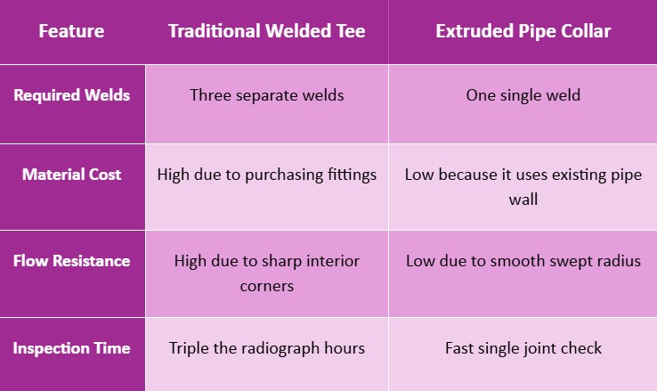 Extruded Pipe Collar Features Table